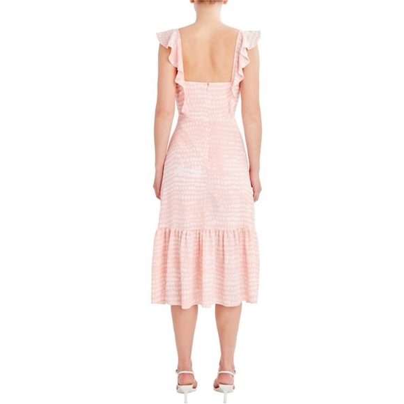 BCBG pink and white midi dress ruffled straps - Picture 3 of 7